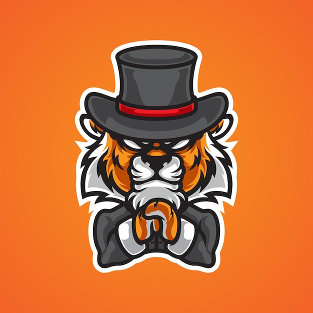 Magician Tiger Head Mascot Logo