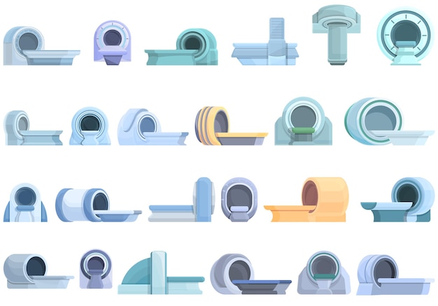 Magnetic resonance tomography icons set cartoon vector. Ct scan. Medical radiology