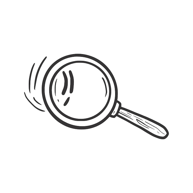 Magnifier glass icon with fingerprint. Hand drawn doodle sketch style. Drawing line simple criminal magnifier. Isolated vector illustration.