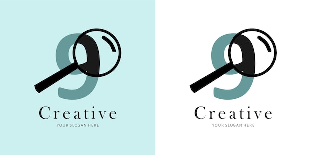 Magnifier Logo Design with Letter 9