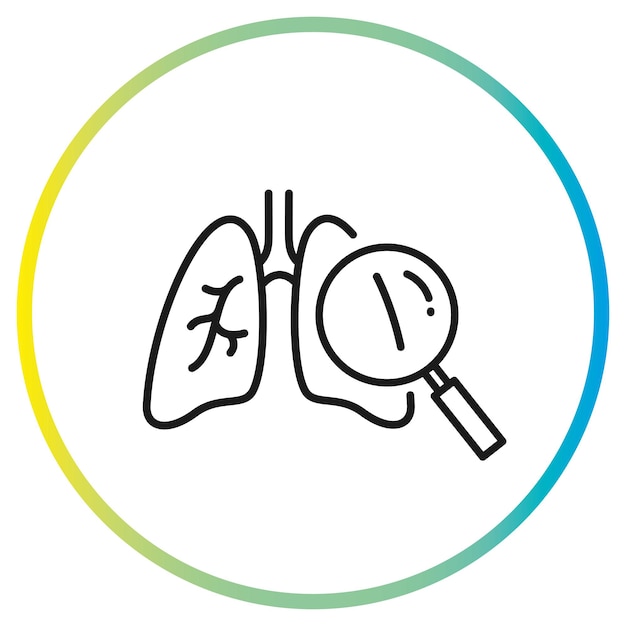 magnifier looking on lungs icon