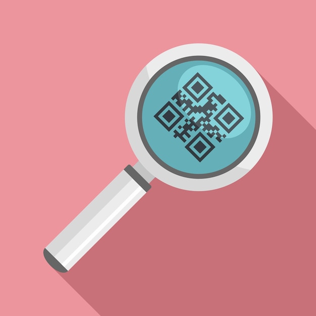 Magnify glass qr code icon Flat illustration of magnify glass qr code vector icon for web design