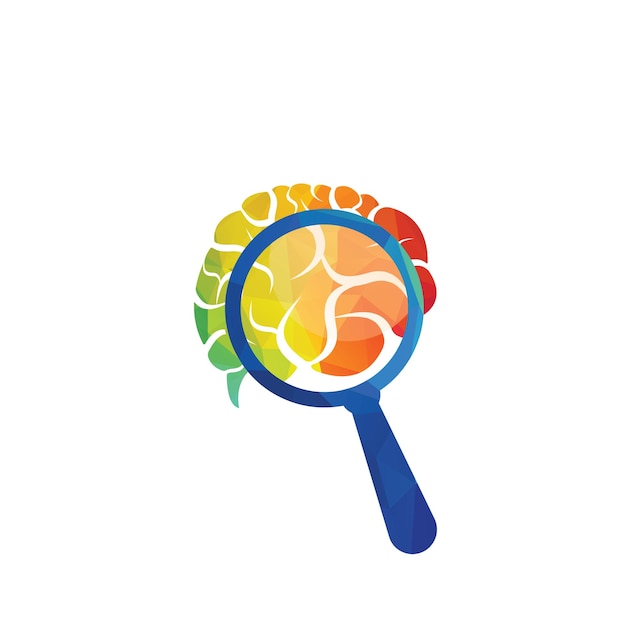 Magnifying glass finding neuron vector design Brain neuron logo concept design