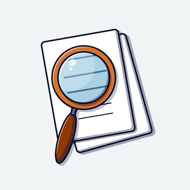 Magnifying glass illustration Searching illustration with magnifying glass and paper icon