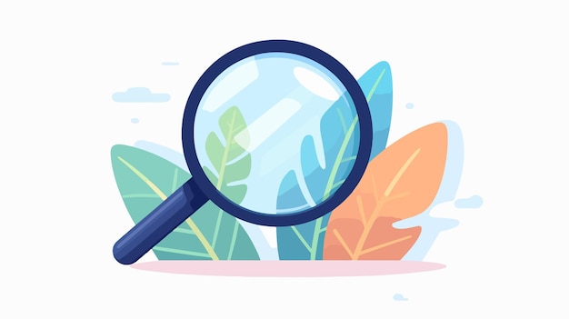 Vector magnifying glass over paper cartoon vector illustration