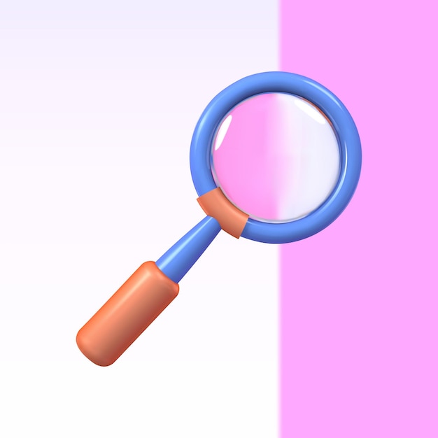 Magnifying glass vector 3d icon search analysis isolated 3d illustration