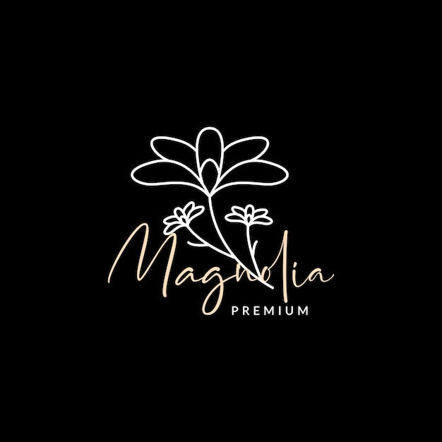 Magnolia flower beauty logo design minimal