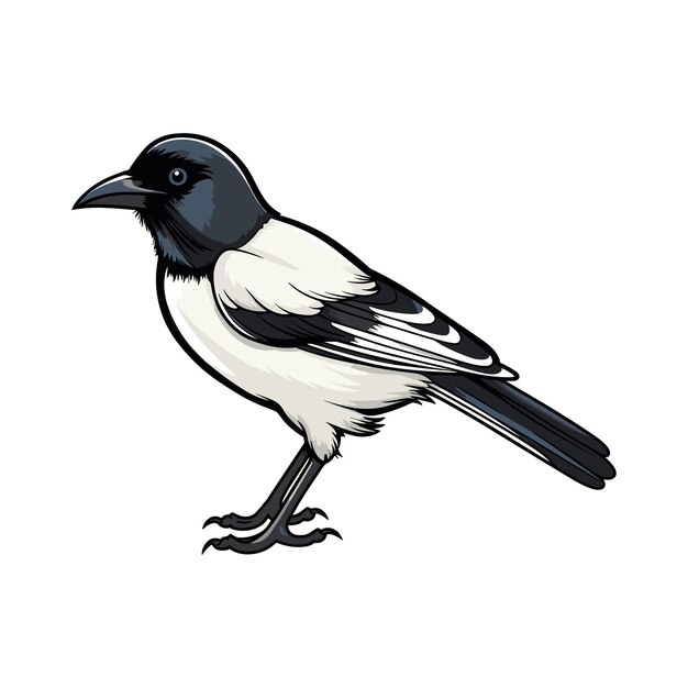 Vector magpie bird cartoon style vector illustration