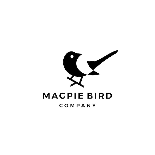 Magpie bird logo vector icon illustration