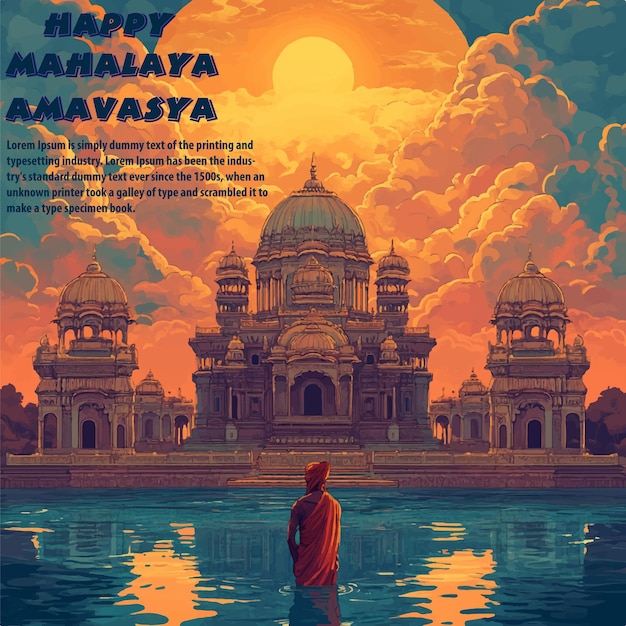 Mahalaya Amavasya art illustration simple design