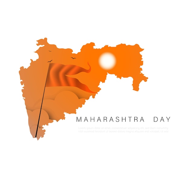 Maharashtra day with Maharashtra map vector illustration