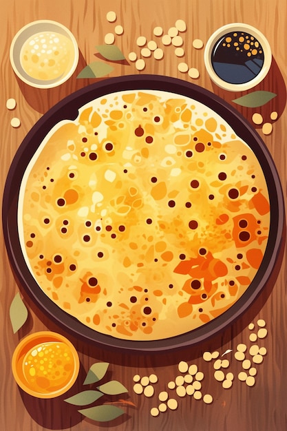 Vector maharashtrian puran poli and sweet lentil flatbread