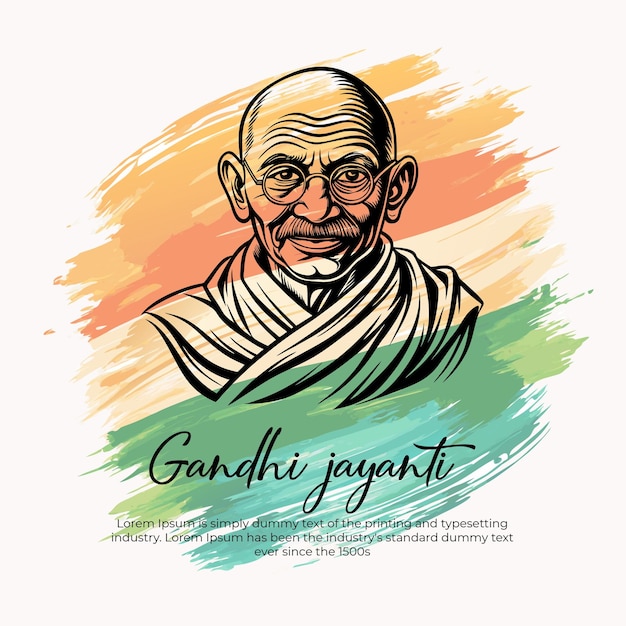 Mahatma Gandhi for gandhi jayanti on white