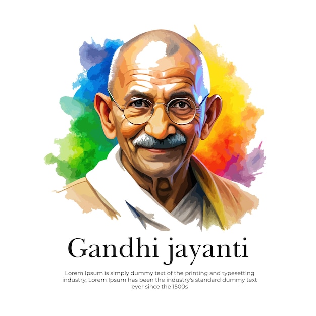 Mahatma Gandhi for gandhi jayanti on white