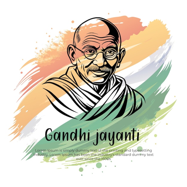 Mahatma Gandhi for gandhi jayanti on white