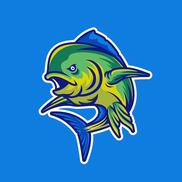 Mahi mahi fish logo design illustration