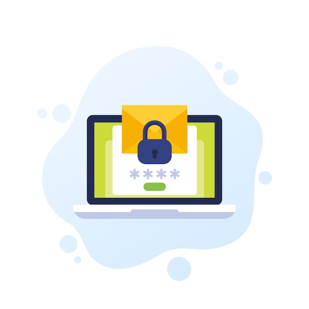 Mail access authentication with password vector icon