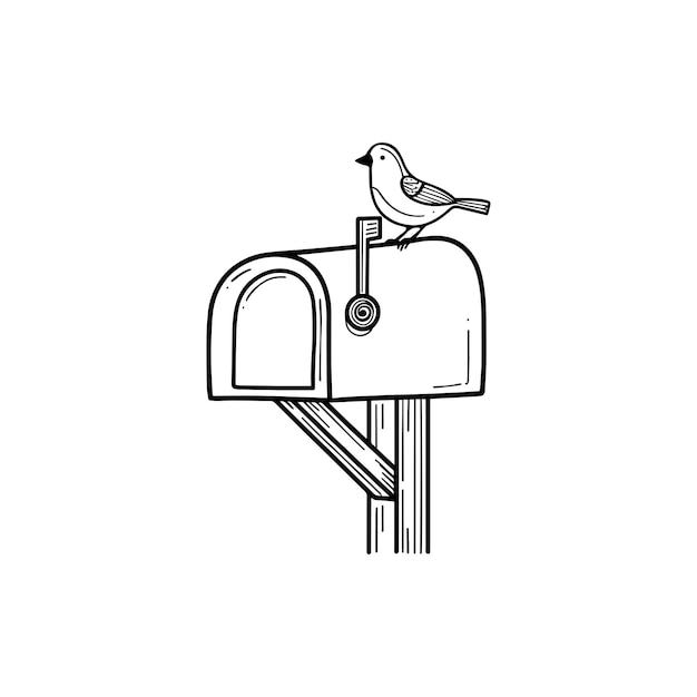 Vector mail box illustration with bird above it