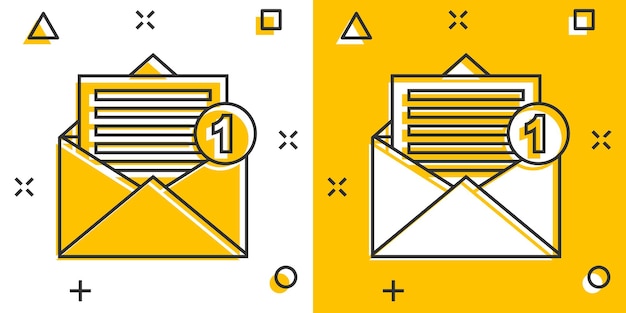 Mail envelope icon in comic style Email message vector cartoon illustration pictogram Mailbox email business concept splash effect