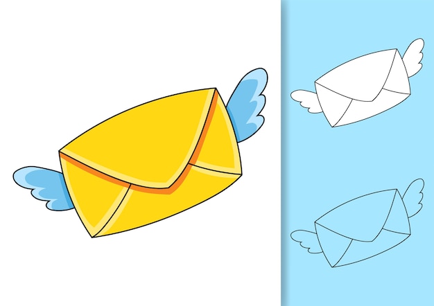 A mail envelope with wings flies