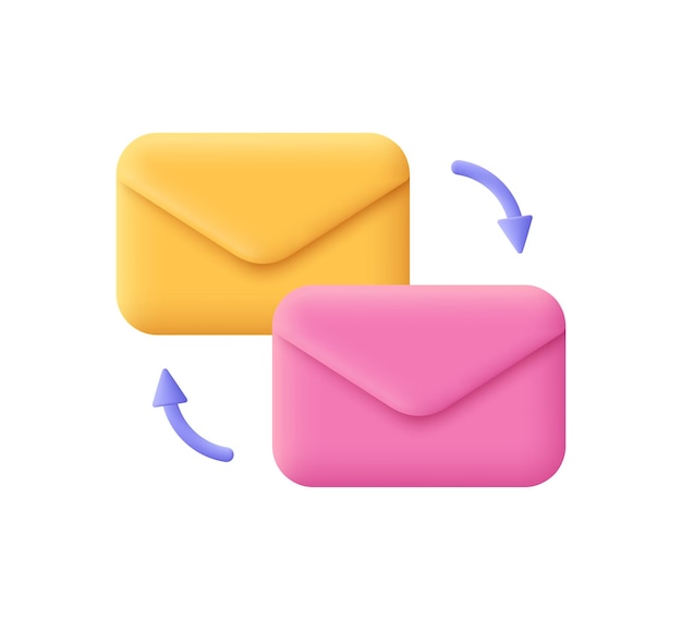 Mail envelopes Online correspondence incoming and outgoing mail message concept 3d vector icon Cartoon minimal style