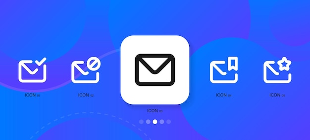 Mail icons set Message email symbols in linear style on gradient background Vector EPS 10