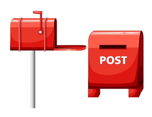 Mailbox  illustration  on white,  post office box, red mail box cartoon icon Web site page and mobile app 