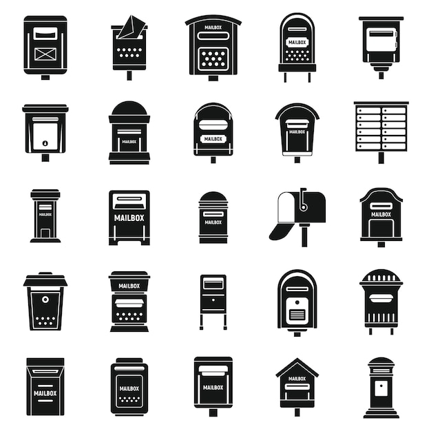 Mailbox postal icons set