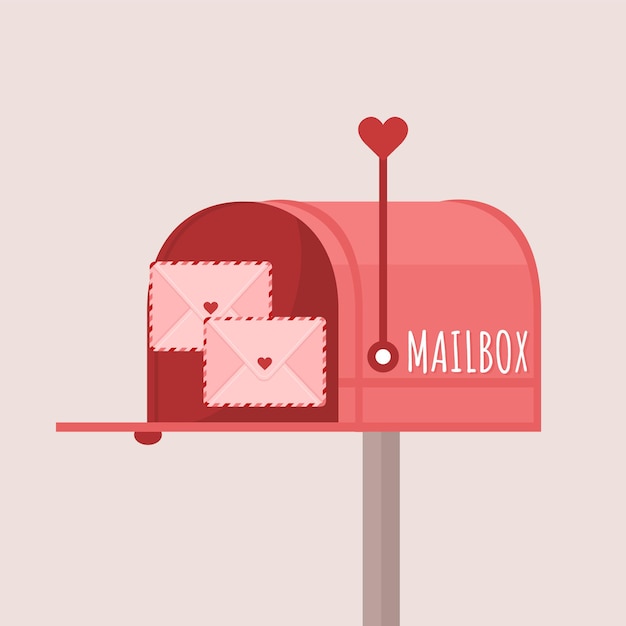 Mailbox with love letters isolated on light purple