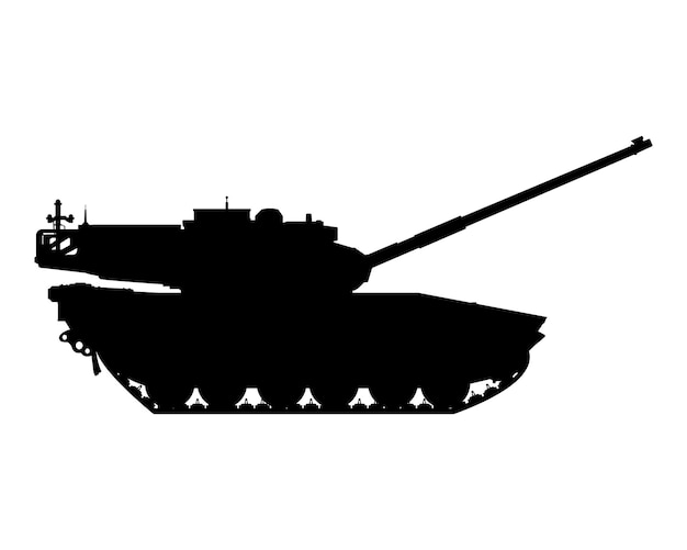 Main battle tank silhouette Raised barrel Armored military vehicle Vector illustration isolated