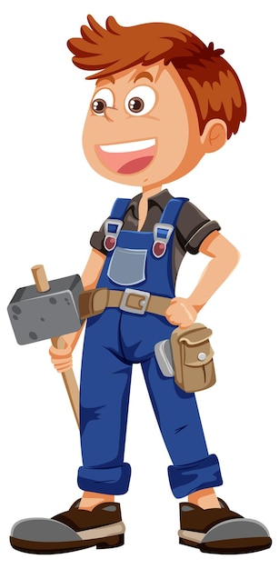 Maintenance boy cartoon character