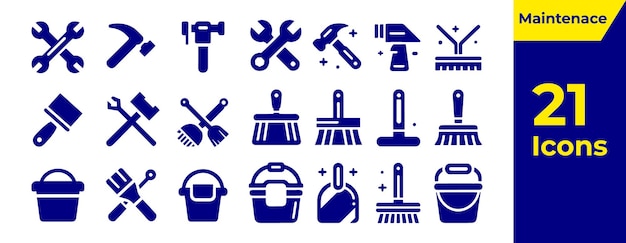 Maintenance tool icons set 21