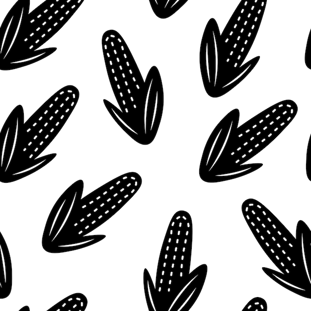 Maize seamless pattern in doodle style