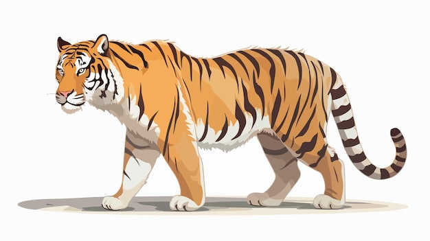 Vector majestic amur tiger walking on white background