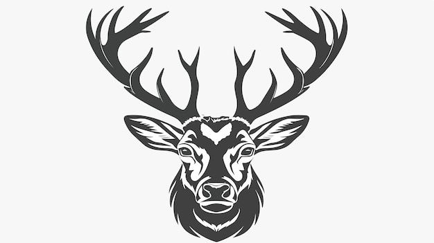 Majestic Black Deer Buck Stag Reindeer Head with Antler Vector Illustration