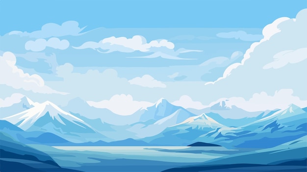 Vector majestic blue sky mountains landscape