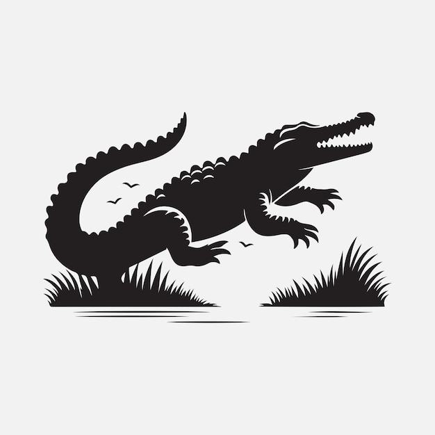 Majestic Crocodile Silhouette Capturing the Ancient Predators Profile