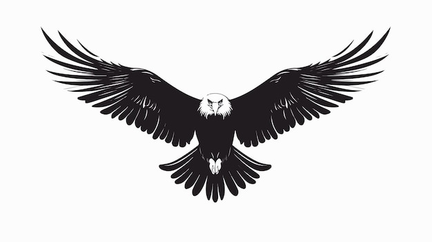 Vector majestic eagle flying silhouette isolated on white background