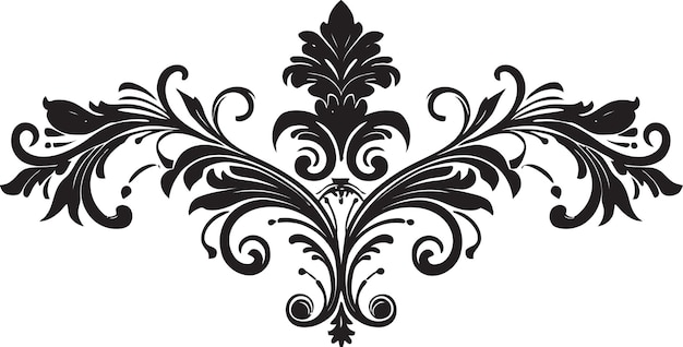 Majestic Elegance Royal Black Decorative Artistry in Vector Floral Grandeur Monochromatic Design Fi