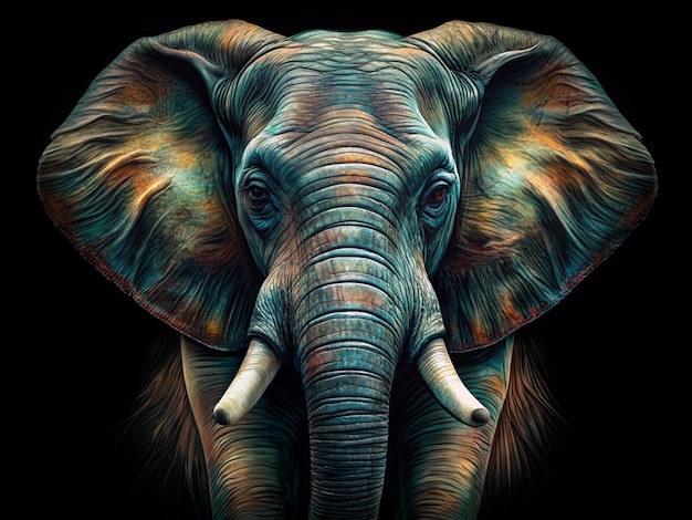 Vector majestic elephant portrait in colorful hues