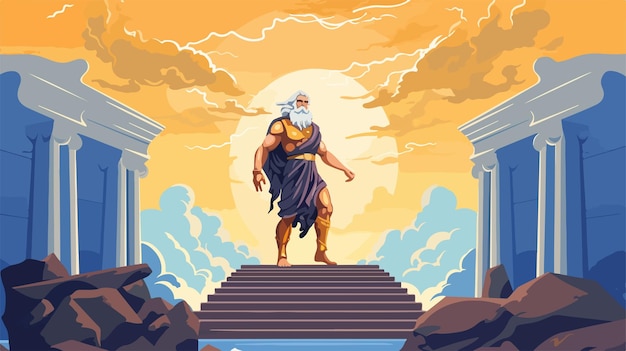 Vector majestic greek mythology god zeus thunderer elderly bearded