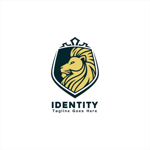 Vector majestic king lion shield logo