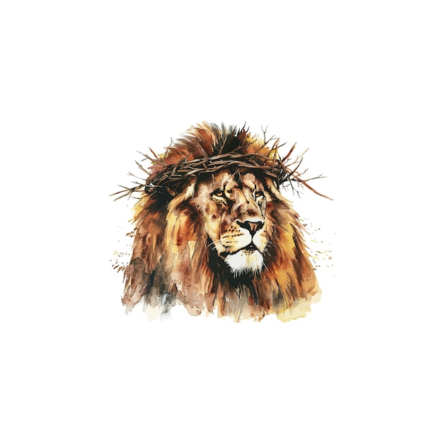 Majestic Lion with Crown of Thorns Vector illustration design