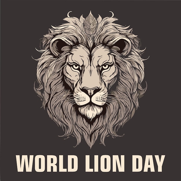 Majestic Lions Day Flat Vector Design