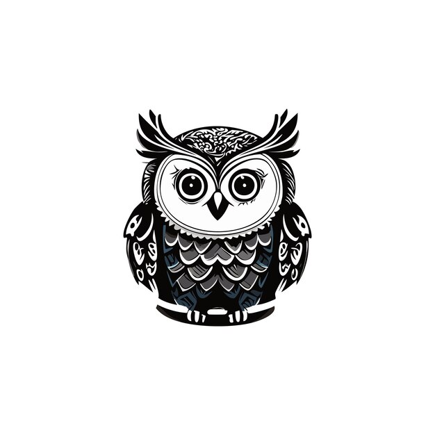 Vector the majestic owl with its enigmatic eyes and silent wings glides through