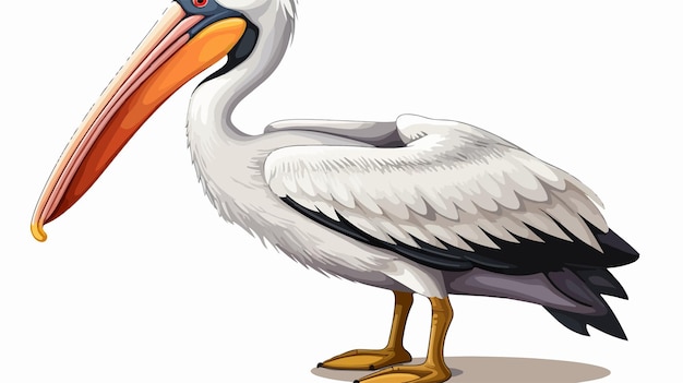 Vector majestic pelican character on white background illustration