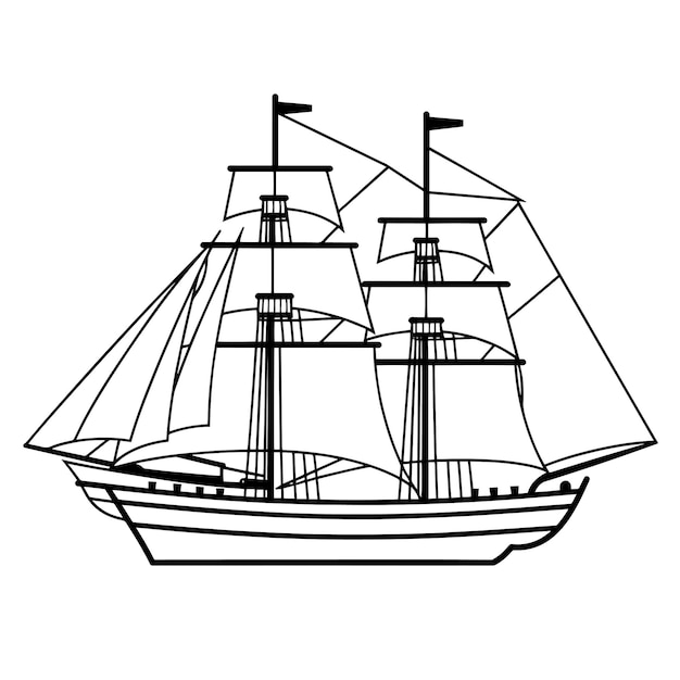 Majestic sailing ship outline vector ideal for maritimethemed designs