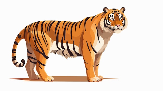 Majestic Tiger Animal Flat Vector Illustration on White Background