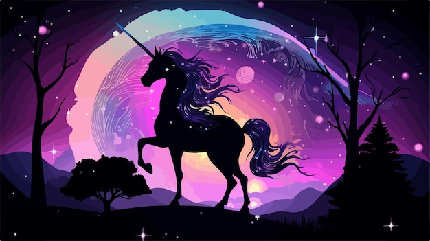 Majestic Unicorn Silhouette Against Full Moon