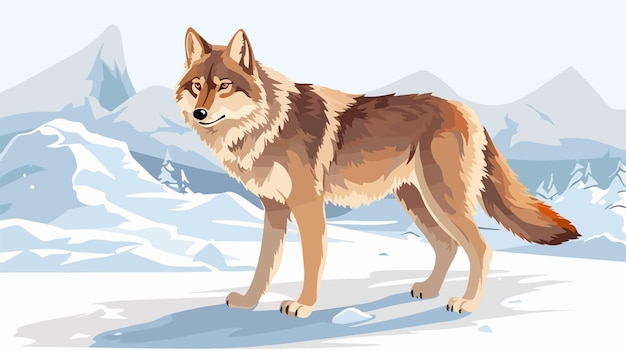 Vector majestic wolf in snow illustration vector